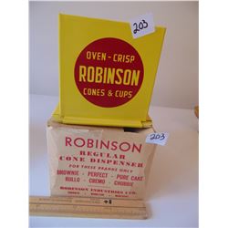 NEW UNUSED VINTAGE ROBINSON CONE DISPENSER WITH ORIGINAL BOX