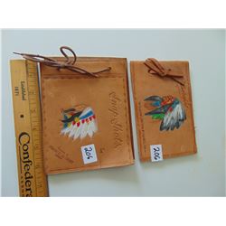 VINTAGE ABORIGINAL HEAD BUCK SKIN AUTOGRAPH AND PHOTOGRAPH HOLDERS