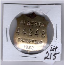 1952 ALBERTA CHAUFFEUR LICENSE BADGE