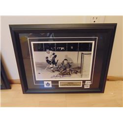 JOHNNY BOWER AUTOGRAPHED OFFICIAL FRAMED HOCKEY PHOTO WITH GORDIE HOWE IN PHOTO