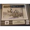 Image 2 : JOHNNY BOWER AUTOGRAPHED OFFICIAL FRAMED HOCKEY PHOTO WITH GORDIE HOWE IN PHOTO