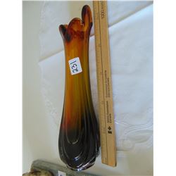 VINTAGE ROOT BEER COLOR BLOWN GLASS VASE