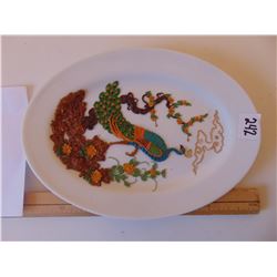 PEOPLES REPUBLIC OF CHINA PEACOCK DECORATIVE OVAL PLATE