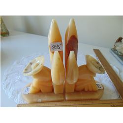 VINTAGE ONYX MEXICAN CACTUS BOOK ENDS