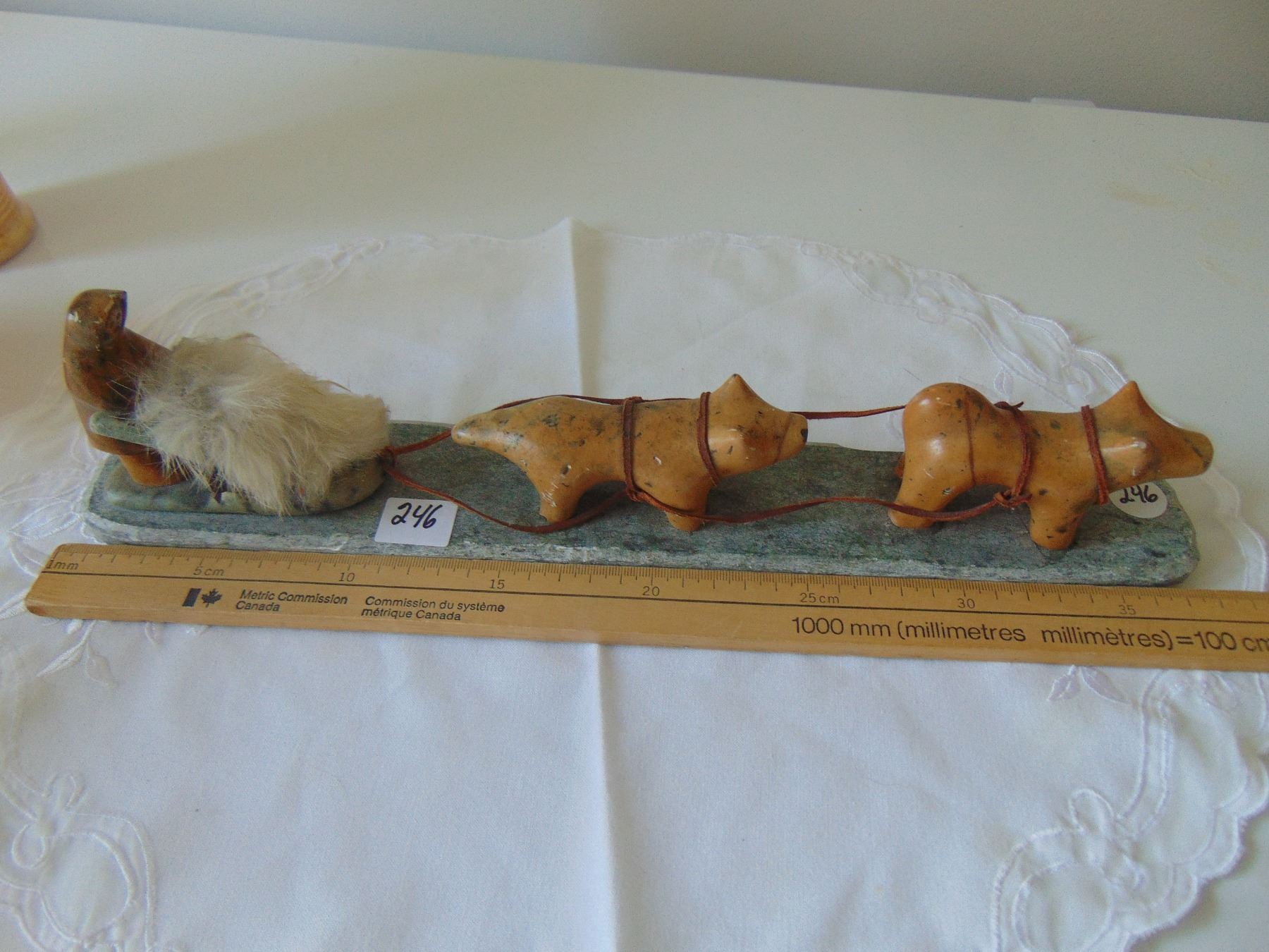 DIMU GENUINE SOAPSTONE DOG SLED CARVING NICE