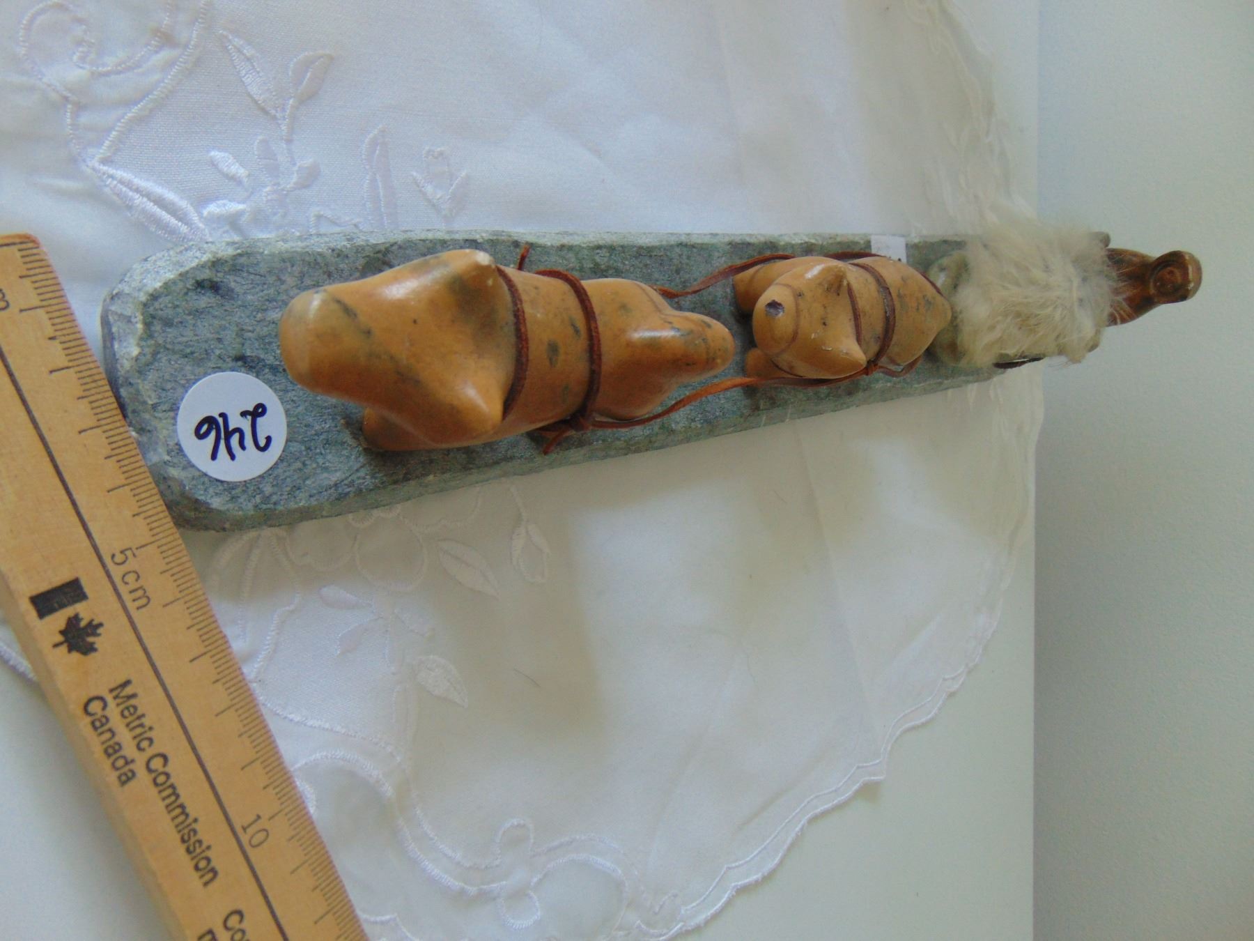 DIMU GENUINE SOAPSTONE DOG SLED CARVING NICE