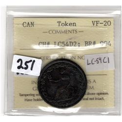 1814 SPREAD EAGLE COLONIAL TOKEN ICCS CERTIFIED LC59C1