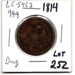 1814 SPREAD EAGLE COLONIAL TOKEN LC54C2