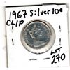 Image 2 : SCARCE CLIP PLANCHET 1967 SILVER 10 CENT
