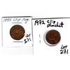 Image 1 : 1954 & 1972 CLIP PLANCHET 1 CENTS