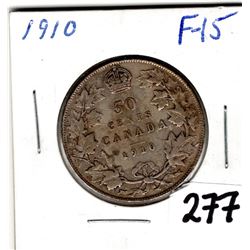1910 EDWARD LEAVES GOOD GRADE 50 CENT PIECE