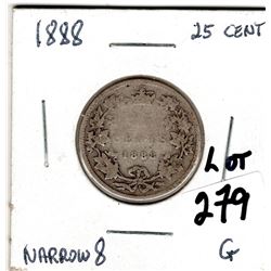 1888 NARROW 8'S 25 CENTS
