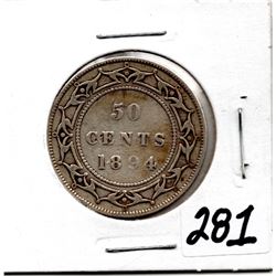 1894 NEWFOUNDLAND 50 CENTS