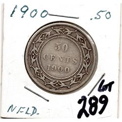 1900 NEWFOUNDLAND 50 CENT PIECE