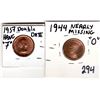 Image 2 : 1944 AND 1957 ERROR ONE CENTS DESCRIPTION ON HOLDERS