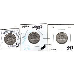 1946 ERROR 5 CENT COIN LOT OF 3