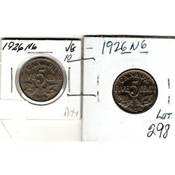 TWO 1926 NEAR 6 FIVE CENTS