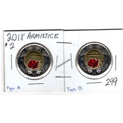 2018 ARMISTICE $2 COIN EDGE WRITING TYPE A AND B DIRECTION