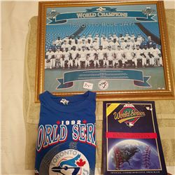 22 X 18 1992 OFFICIAL POSTER, BLUE JAYS & SHIRT & MAGAZINE