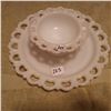 Image 1 : CANDY DISH AND PLATTER, MILK GLASS, 13" PLATTER