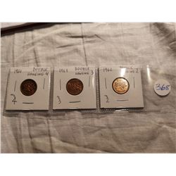 1962, 63, 64 ERROR DOUBLE HANGING COINS