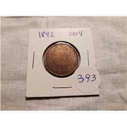 1892 OBV4 LARGE ONE CENT COIN