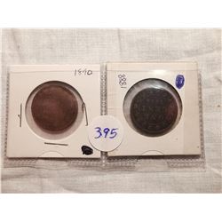 1888, 1890 LARGE ONE CENT COINS