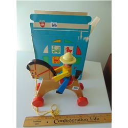 VINTAGE WOODEN JAS CZECHOSLOVAKIA PULL TOY AND BOX