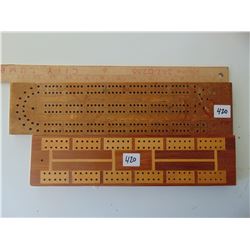 TWO VINTAGE WOODEN CRIBBAGE BOARDS