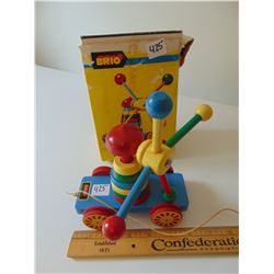 VINTAGE WOODEN BRIO PULL TOY AND BOX