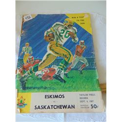SEPTEMEBER 4 1967 SASKATCHEWAN/EDMONTON GAME PROGRAM