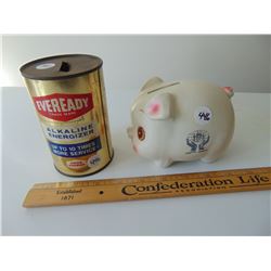 VINTAGE ADVERTISING EVEREADY AND CREDIT UNION COIN BANKS