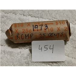 1973 RCMP FULL ROLL OF 25 CENT COINS