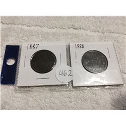 1887 & 1888 LARGE 1 CENT COINS