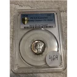 1938 UNC U.S. 10 CENT COIN