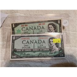 UNC 1954 $1 & VF 1967 $ BILLS