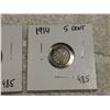 Image 3 : 1916, 14 5 CENT SILVER CANADA COINS