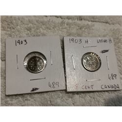 1903H & 1903 5 CENT COINS