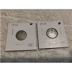 1936, 29 10 CENT CANDA SILVER COINS