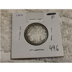 1916 SILVER 25 CENT COIN, F