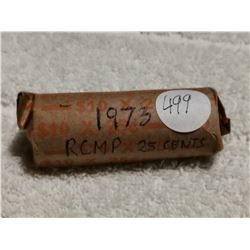 1973 RCMP FULL ROLLS OF 25 CENT COINS