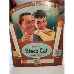 OLD BLACK CAT CARDBOARD SIGN 28" X 33"