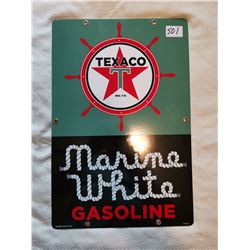 TEXACO MARINE WHITE POECELAIN SIGN 12" X 18"