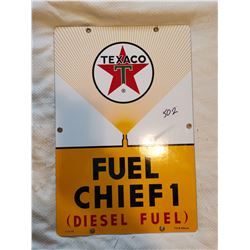 TEXACO FUEL CHIEF 1 PORCELAIN SIGN 12" X 18"