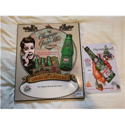 CANADA DRY LOT, WOODEN SIGN & SMALL TIN SIGN