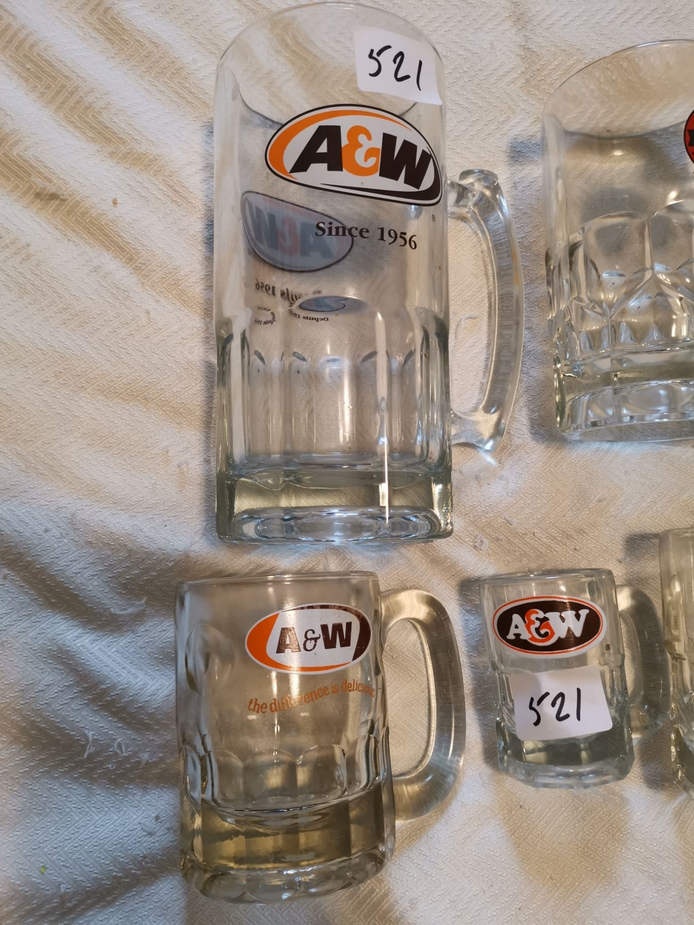 7 A&W MUGS, VARIOUS SIZES