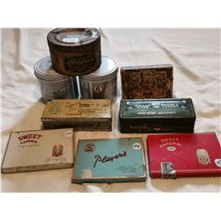 9 TOBACCO CANS, 8 TIN