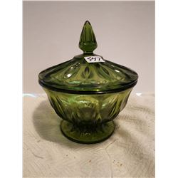 DARK GREEN GLASS CANDY DISH