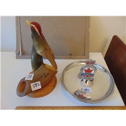 VINTAGE SOUVENIR HORN ART AND LEGION ASHTRAY