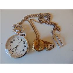 TWO QUARTZ POCKET WATCHES